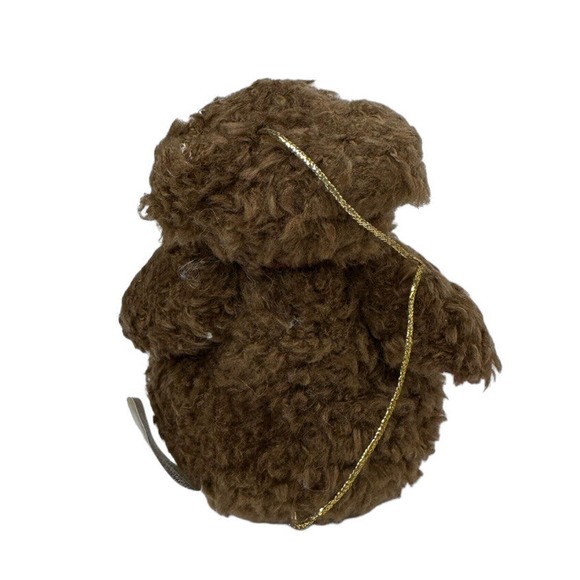 Set of 6 Plush Stuffed Teddy Bear Christmas Tree Ornaments 5" Brown Ivory - Picture 6 of 6